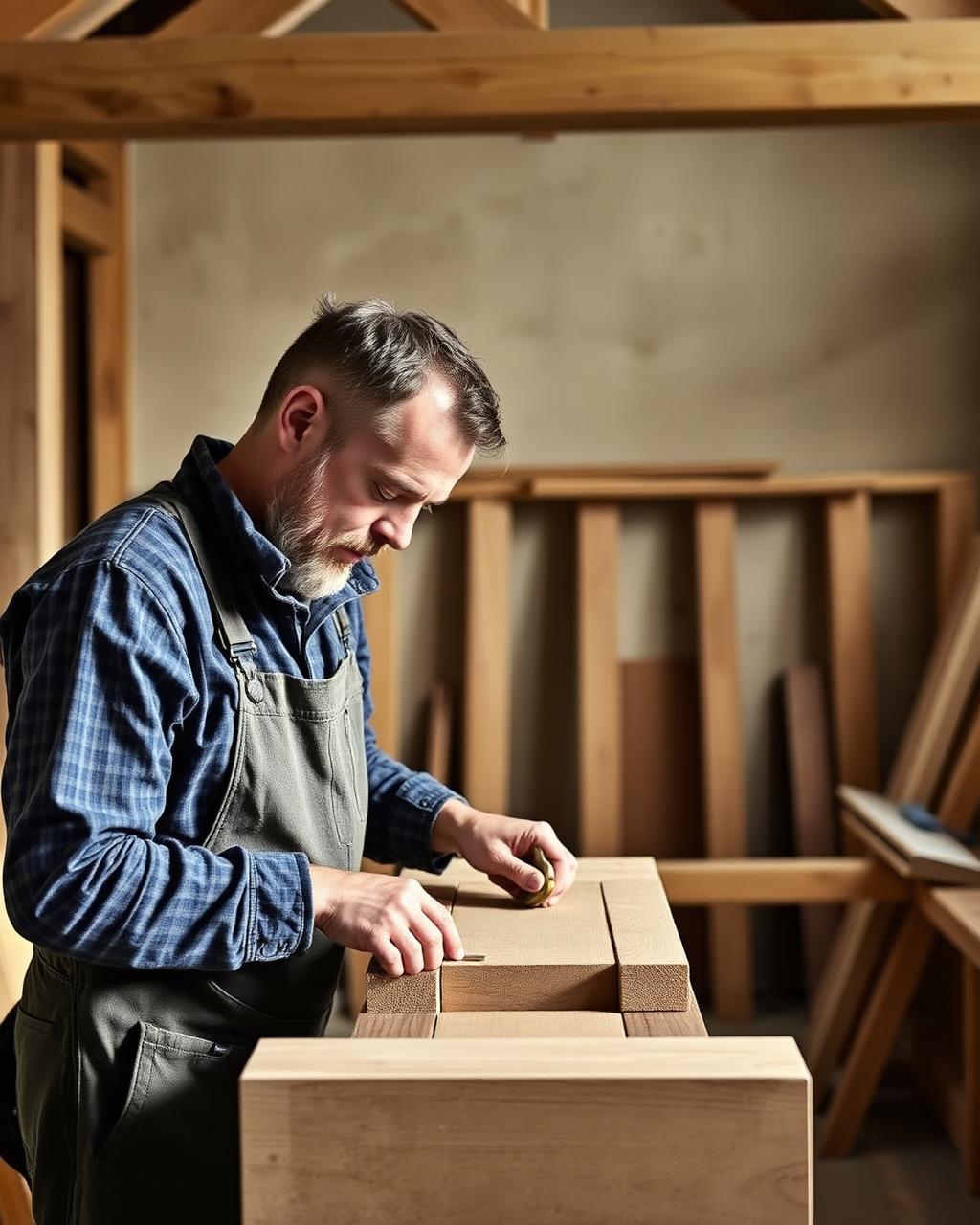 Hugh Grant working on bespoke joinery