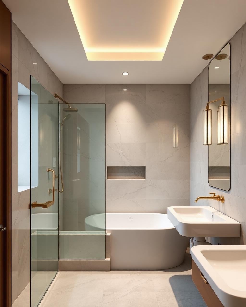 Bathroom refit with large-format stone tiles