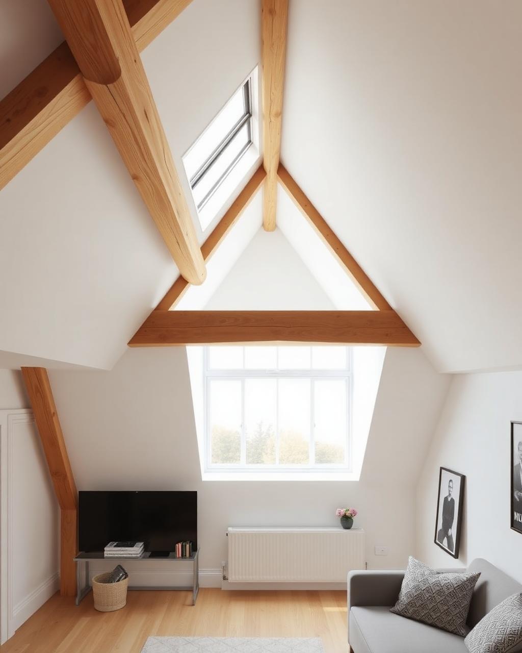 Loft conversion with exposed timber beams